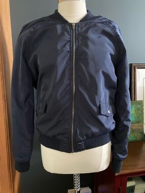 Ashley By 26 International Navy Bomber Jacket with a brilliant orange lining